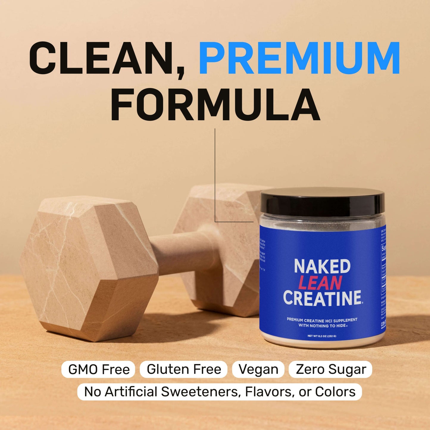 Creatine HCl Powder - Unflavored for Simple Pre- or Post-Workout Routines