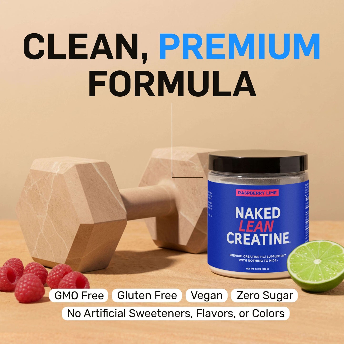 Raspberry Lime Creatine HCl Powder - Raspberry Lime for Simple Pre- or Post-Workout Routines