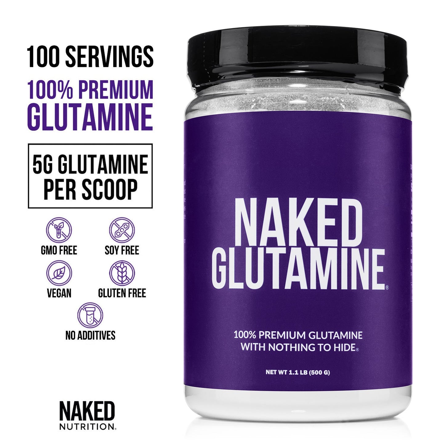 Glutamine Powder - 1.1LB for Simple Pre- or Post-Workout Routines