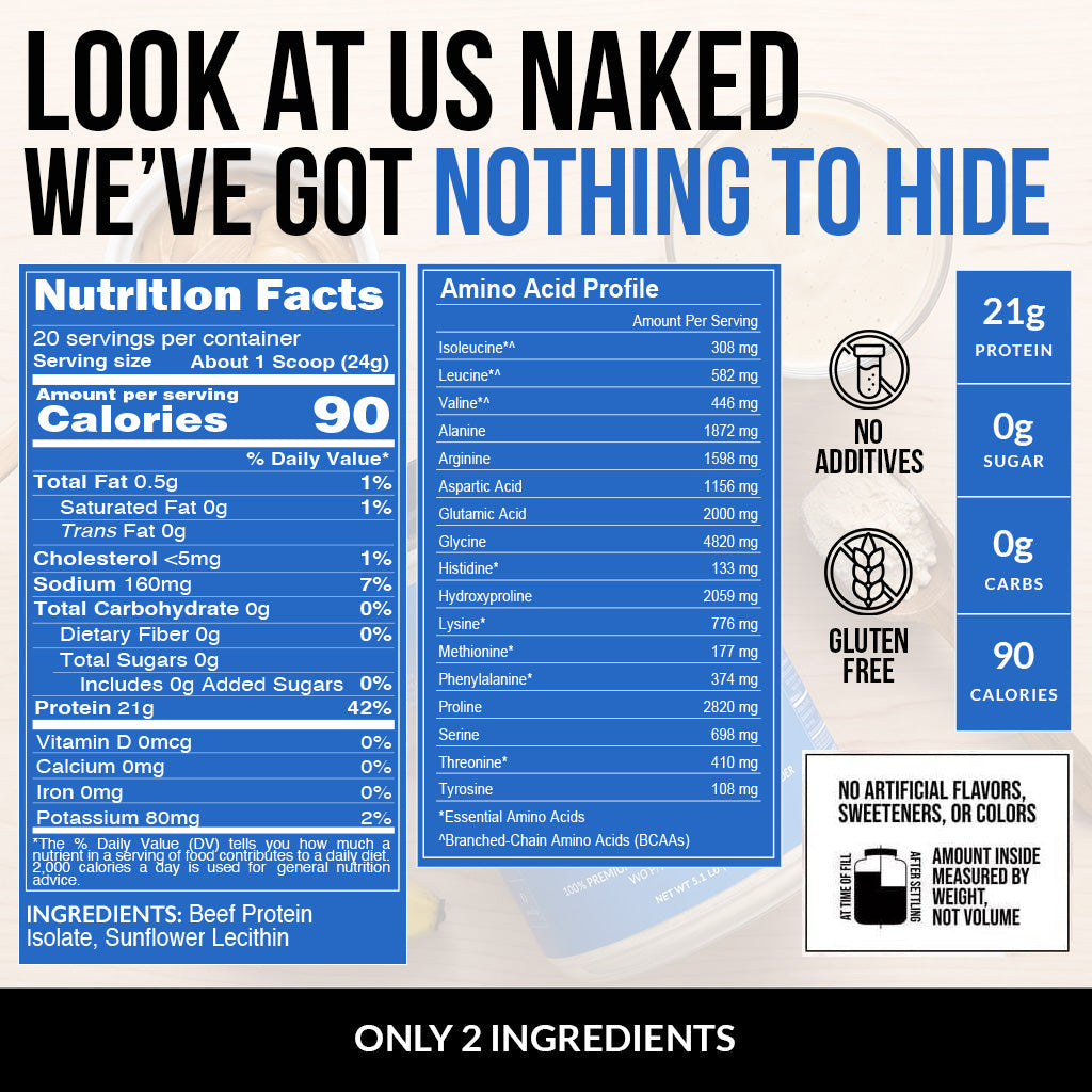 Beef Protein Powder - Unflavored for Convenient Daily Protein Mixing