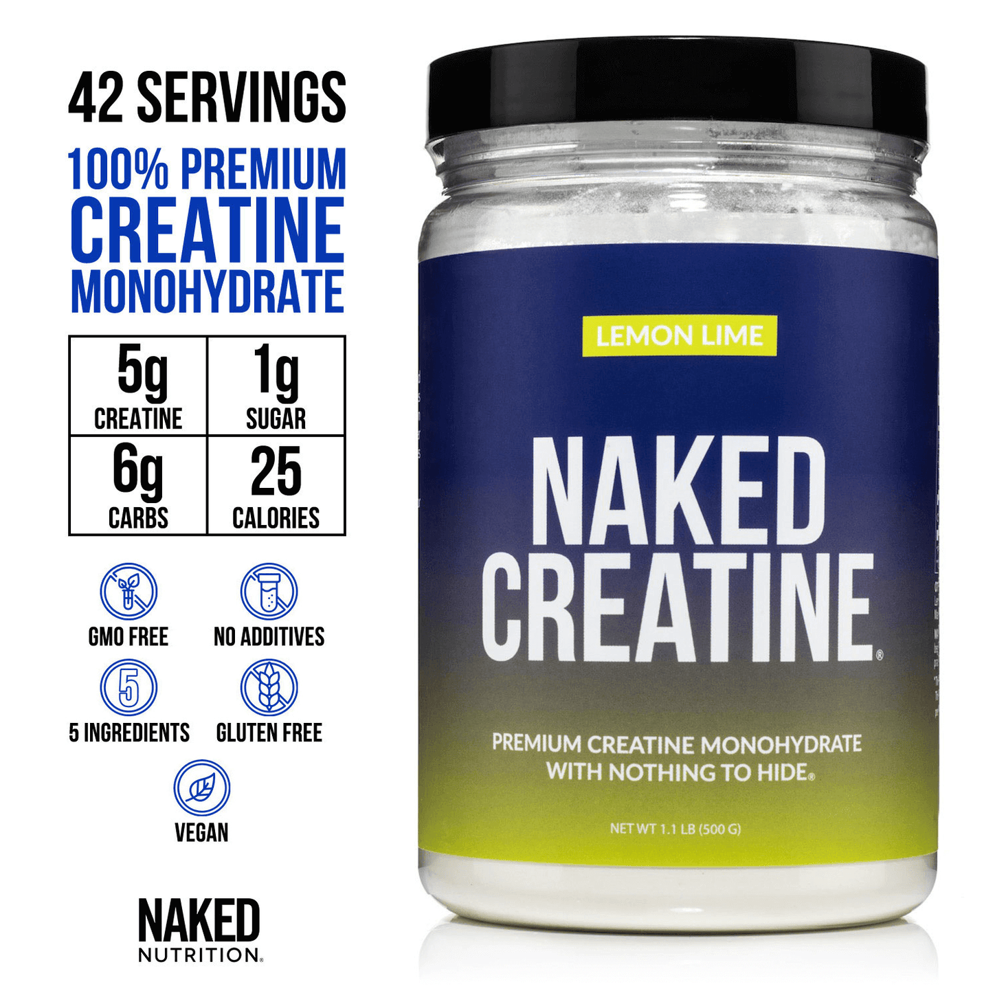 Lemon Lime Creatine Monohydrate Powder - Lemon Lime for Simple Pre- or Post-Workout Routines