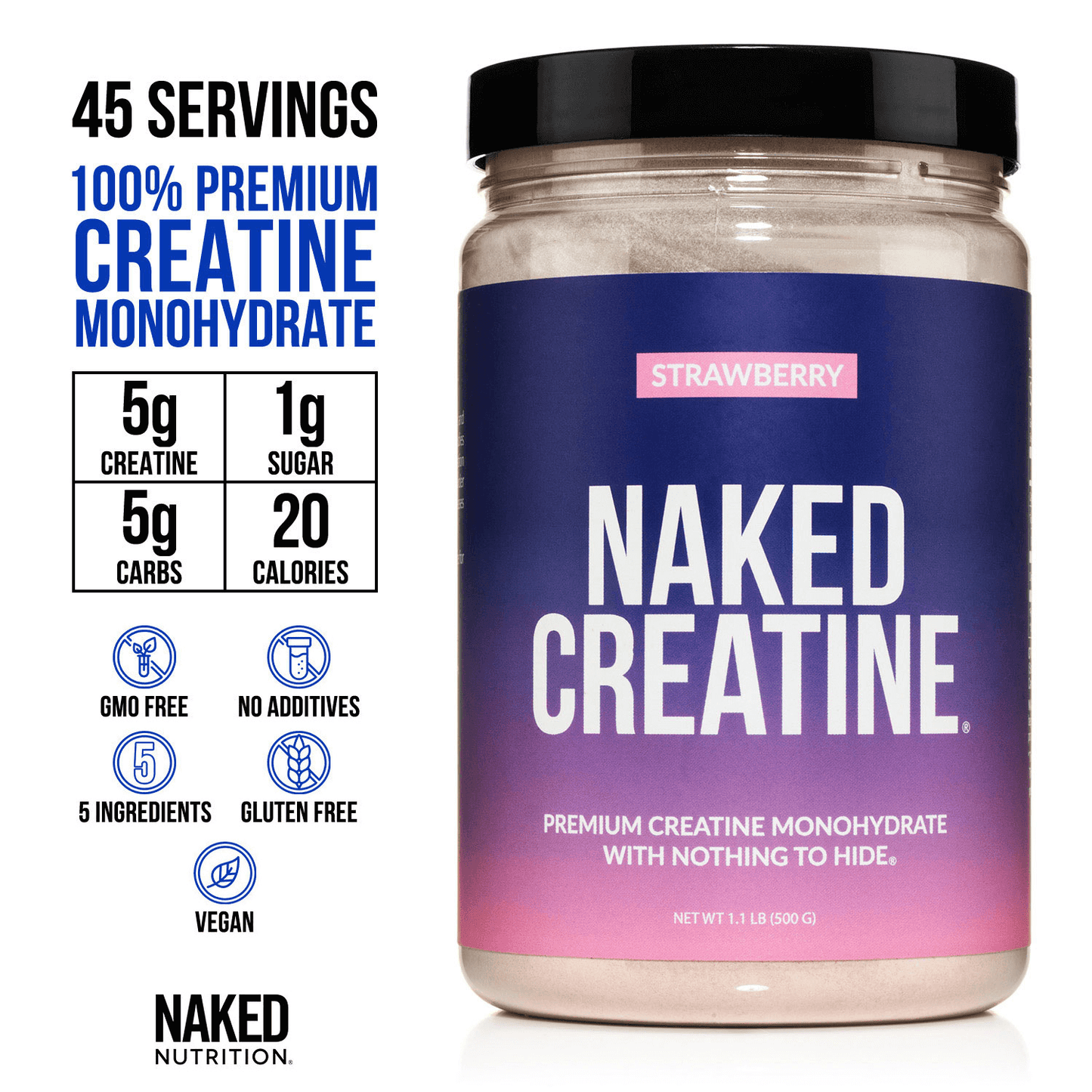 Strawberry Creatine Monohydrate Powder - Strawberry for Simple Pre- or Post-Workout Routines