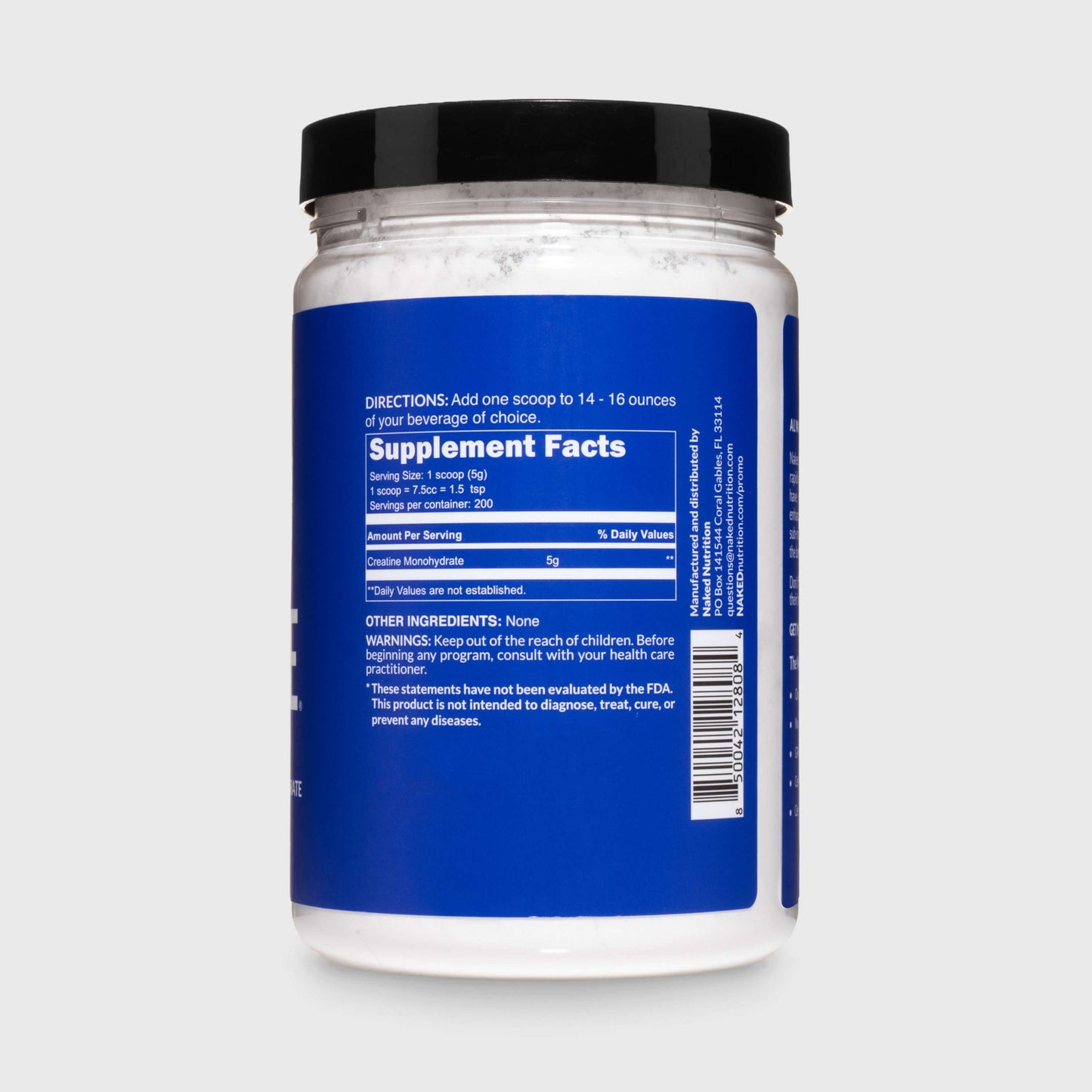 Creatine Monohydrate Powder - Unflavored - Standard Size for Simple Pre- or Post-Workout Routines
