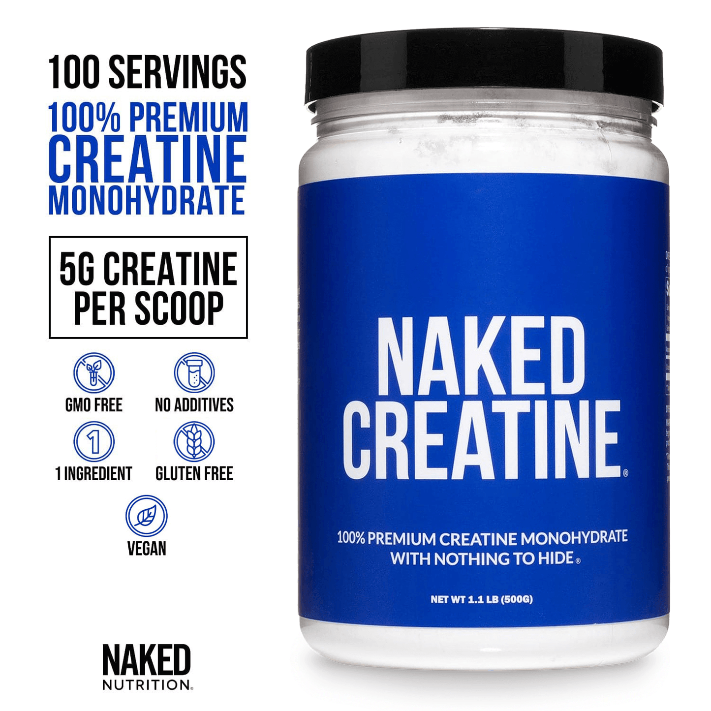 Creatine Monohydrate Powder - Unflavored - Standard Size for Simple Pre- or Post-Workout Routines