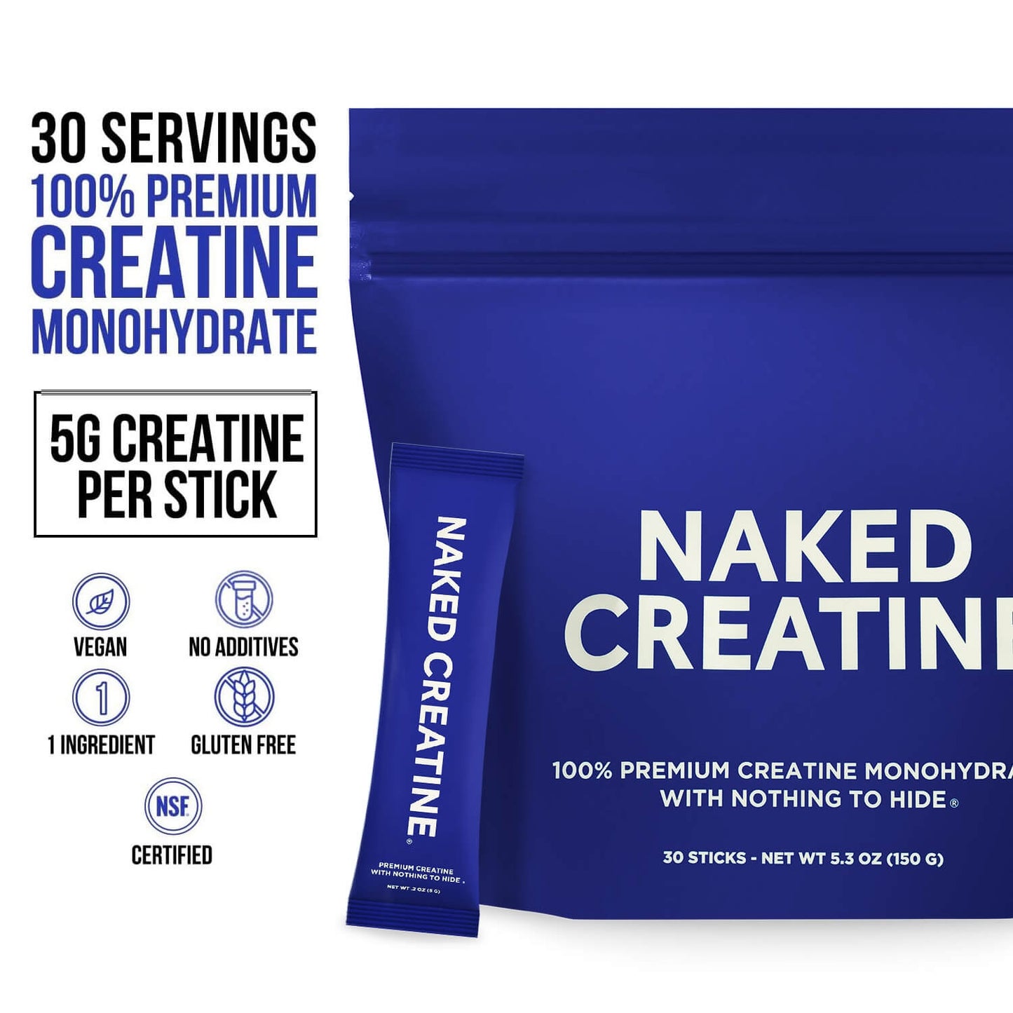 Creatine Travel Packets - Unflavored Sticks for Simple Pre- or Post-Workout Routines