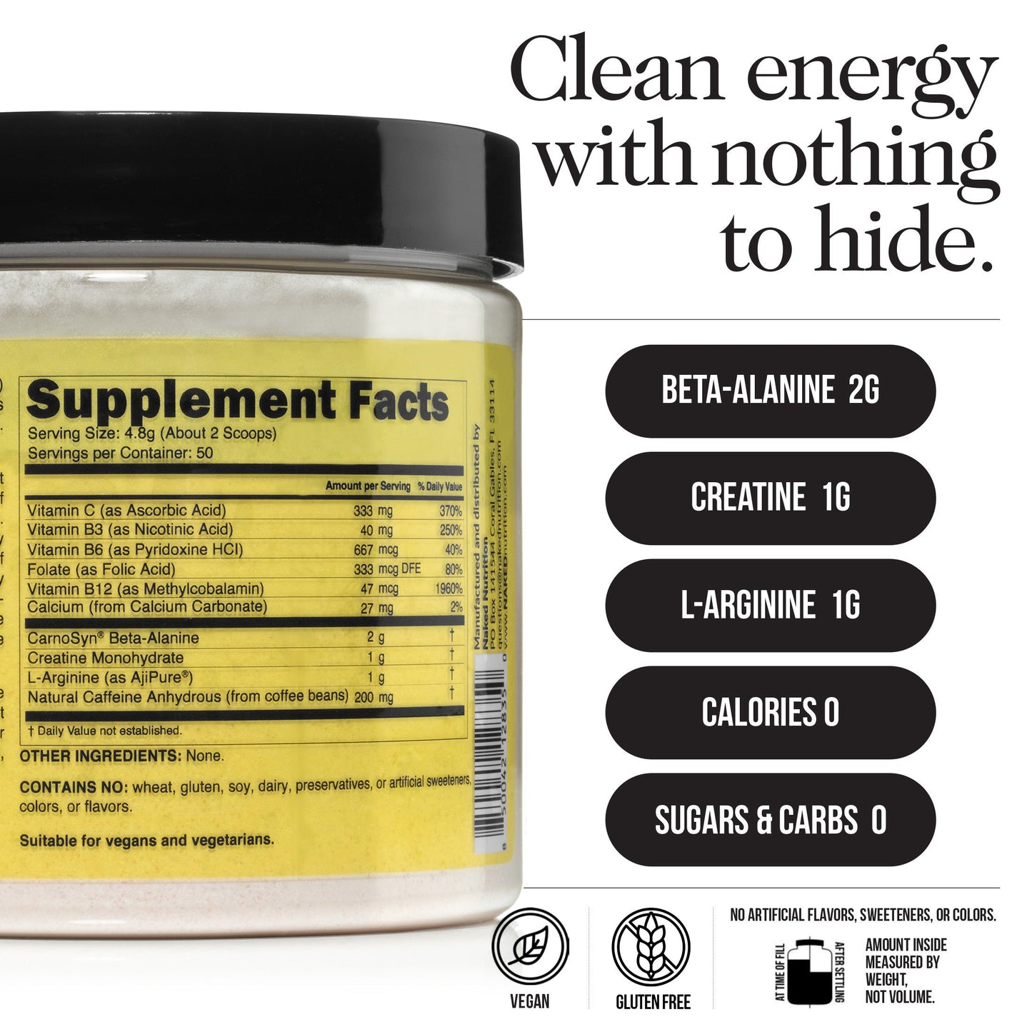 Pre Workout Supplement - Unflavored for Simple Pre- or Post-Workout Routines