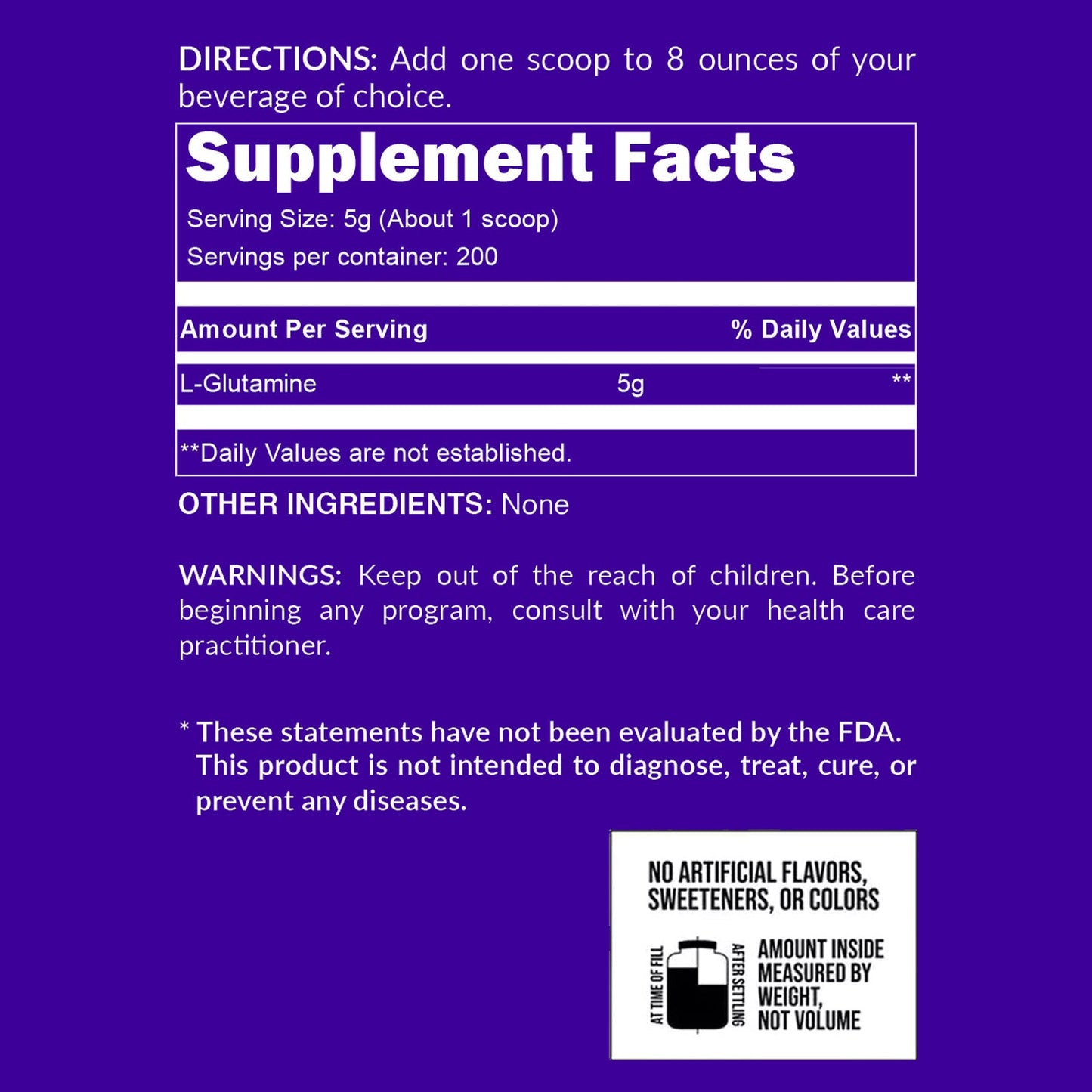 Glutamine Powder - 2.2LB for Simple Pre- or Post-Workout Routines