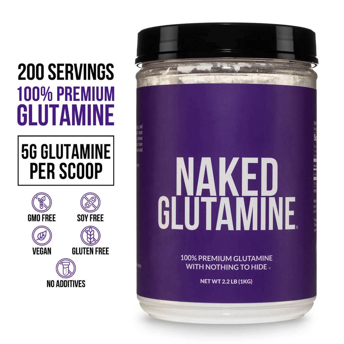 Glutamine Powder - 2.2LB for Simple Pre- or Post-Workout Routines