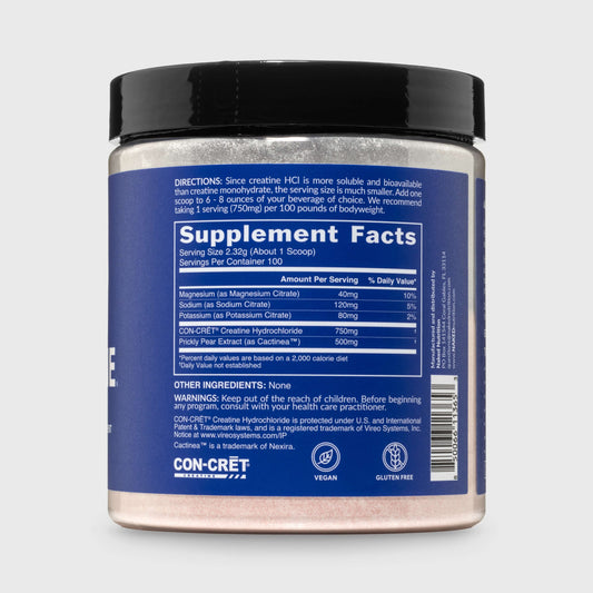 Creatine HCl Powder - Unflavored for Simple Pre- or Post-Workout Routines