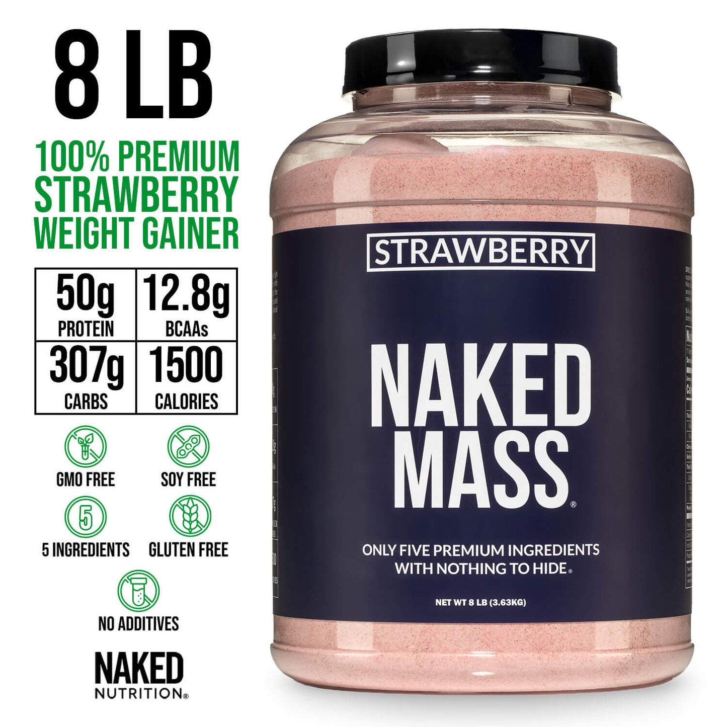 Strawberry Mass Gainer Protein Supplement - Strawberry Made for Smooth, Calorie-Rich Shakes
