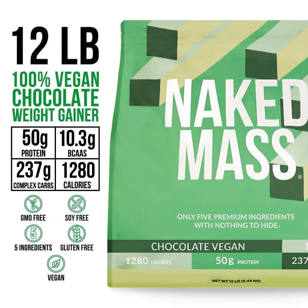 Chocolate Vegan Mass Gainer Supplement - Chocolate (Vegan) 12LB Made for Smooth, Calorie-Rich Shakes