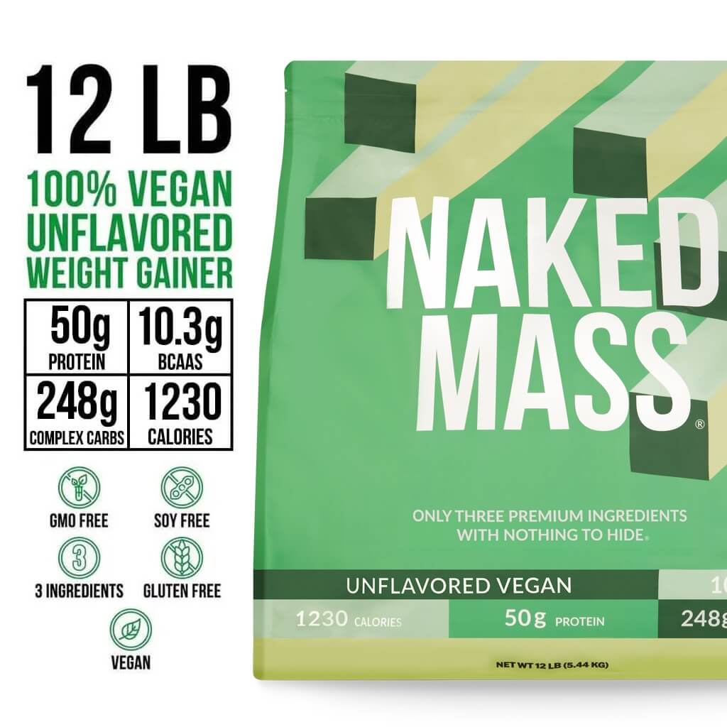 Vegan Mass Gainer Supplement - Unflavored (Vegan) 12LB Made for Smooth, Calorie-Rich Shakes