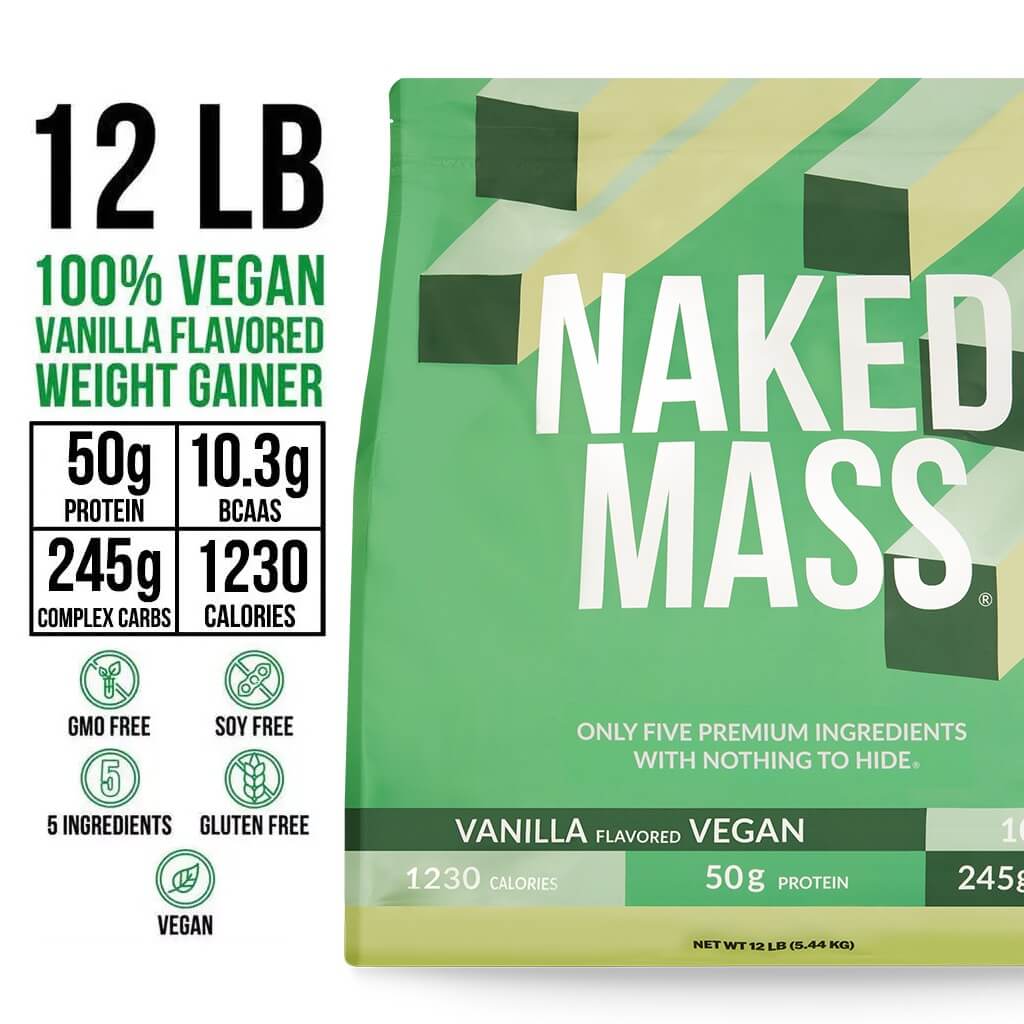 Vanilla Vegan Mass Gainer Supplement - Vanilla (Vegan) 12LB Made for Smooth, Calorie-Rich Shakes