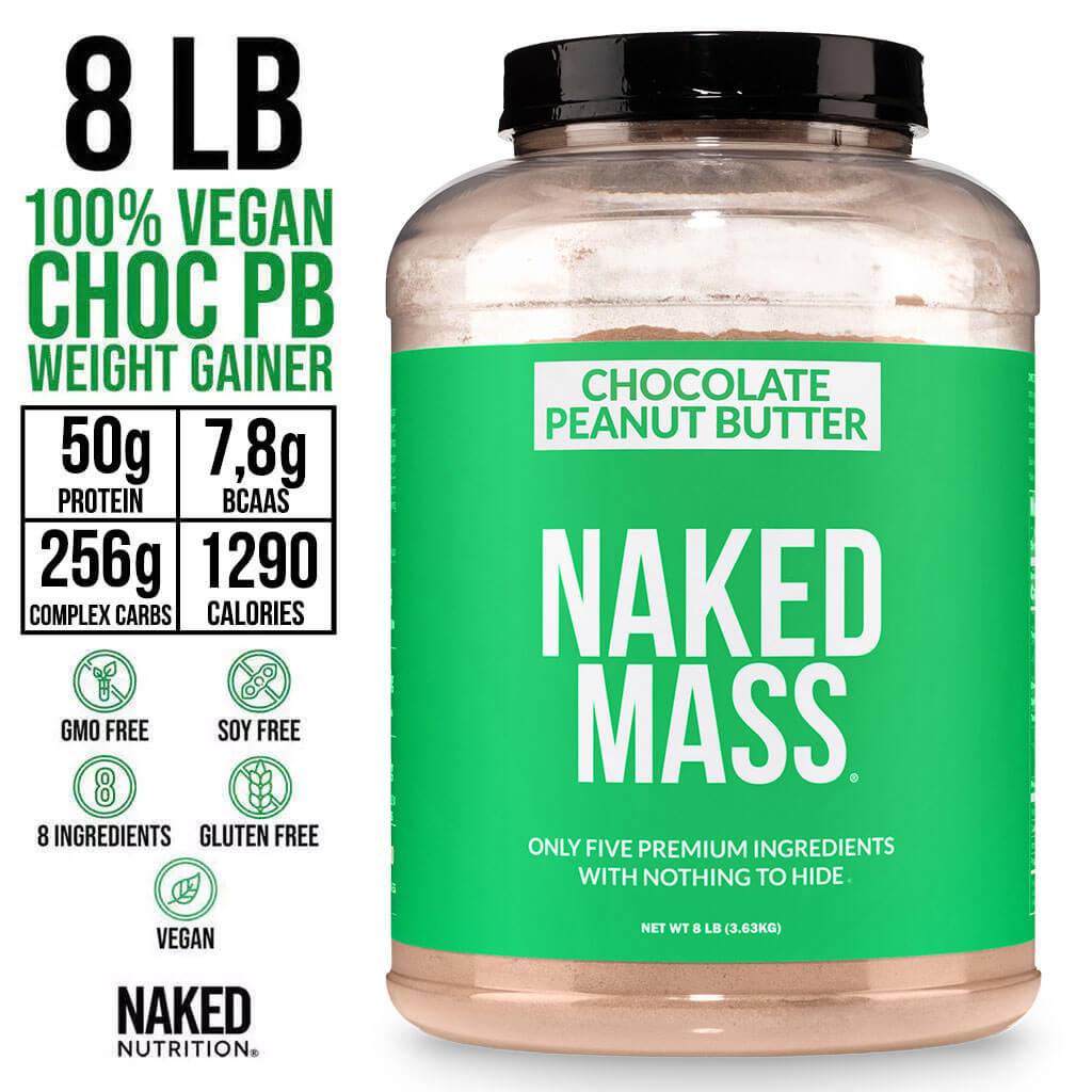 Chocolate Peanut Butter Vegan Mass Gainer Supplement - Chocolate PB (Vegan) Made for Smooth, Calorie-Rich Shakes