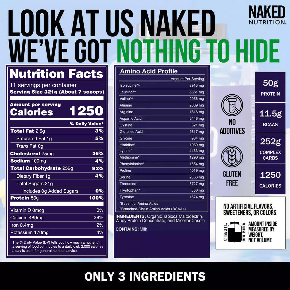 Mass Gainer Protein Supplement - Unflavored Made for Smooth, Calorie-Rich Shakes