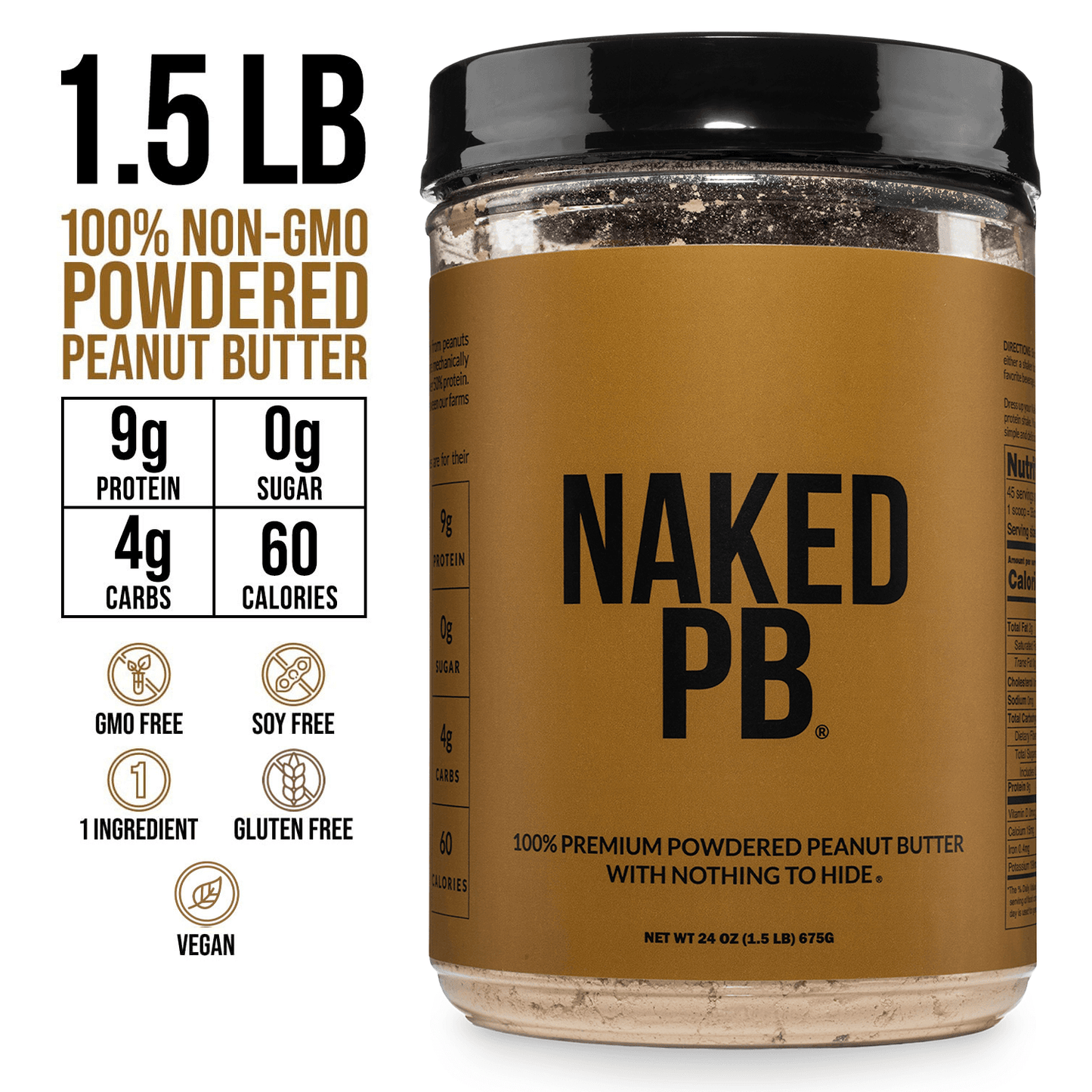 Powdered Peanut Butter - PB - 1.5 LB for Convenient Daily Protein Mixing