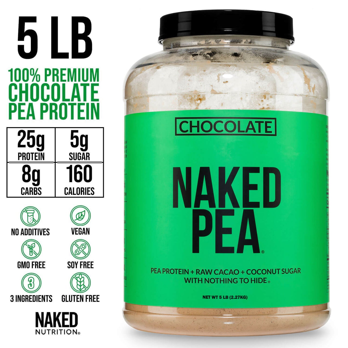 Chocolate Pea Protein Powder - Chocolate - Bulk Size for Convenient Daily Protein Mixing
