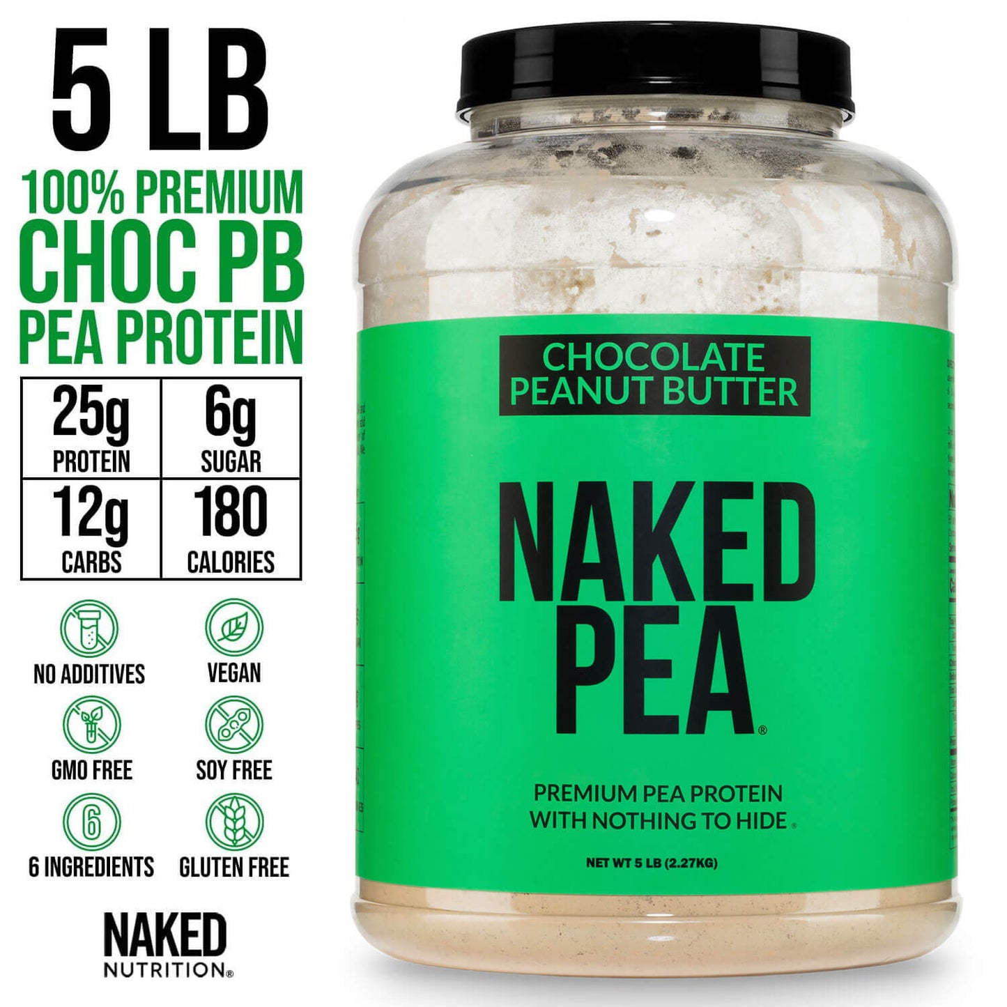 Chocolate Peanut Butter Pea Protein Powder - Chocolate PB - Chocolate Formula for Convenient Daily Protein Mixing