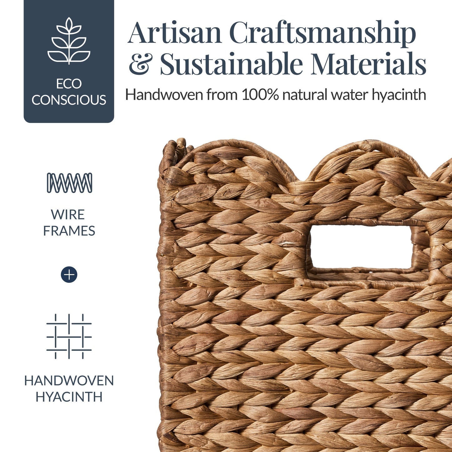 Scalloped 13 x 13in Hyacinth Storage Basket Set of 5 designed for comfortable, organized home spaces