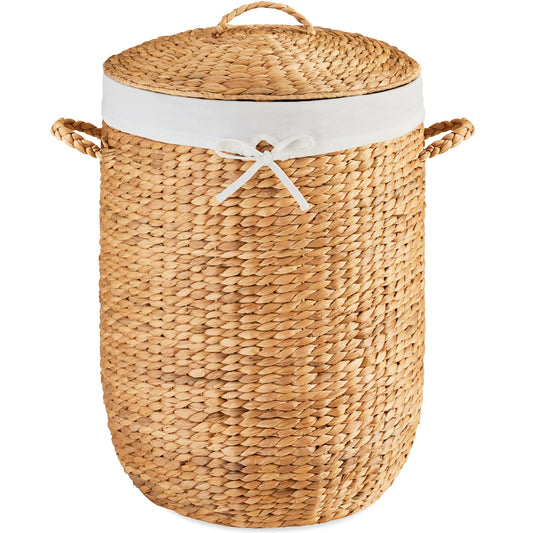Round Laundry Hamper with Lid with Handles and Removable Liner for simple setup and everyday use