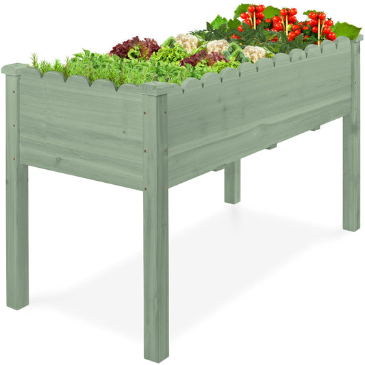 Raised Garden Bed Scalloped Elevated Wooden Planter Box - 48x24x30in with practical outdoor-ready details