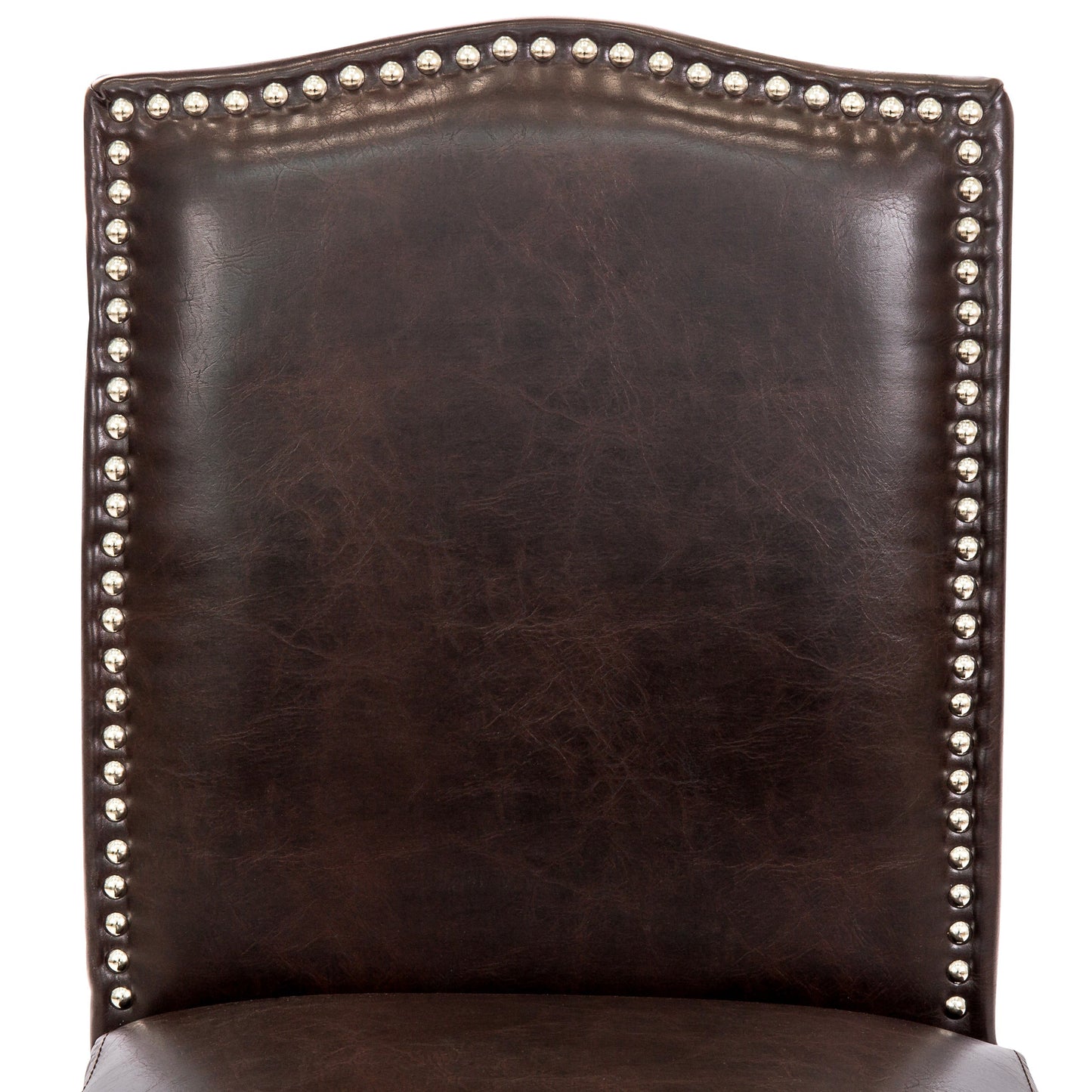 Set of 2 30in Faux Leather Counter Height Bar Stools with Studded Trim Back designed for comfortable, organized home spaces