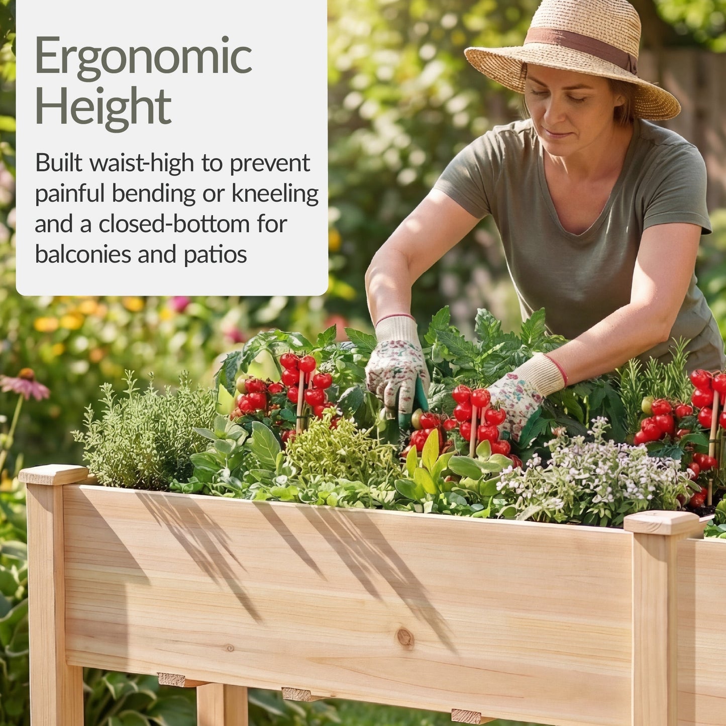 Raised Garden Bed Elevated Wood Garden Planter Stand - 72x24x30in with practical outdoor-ready details