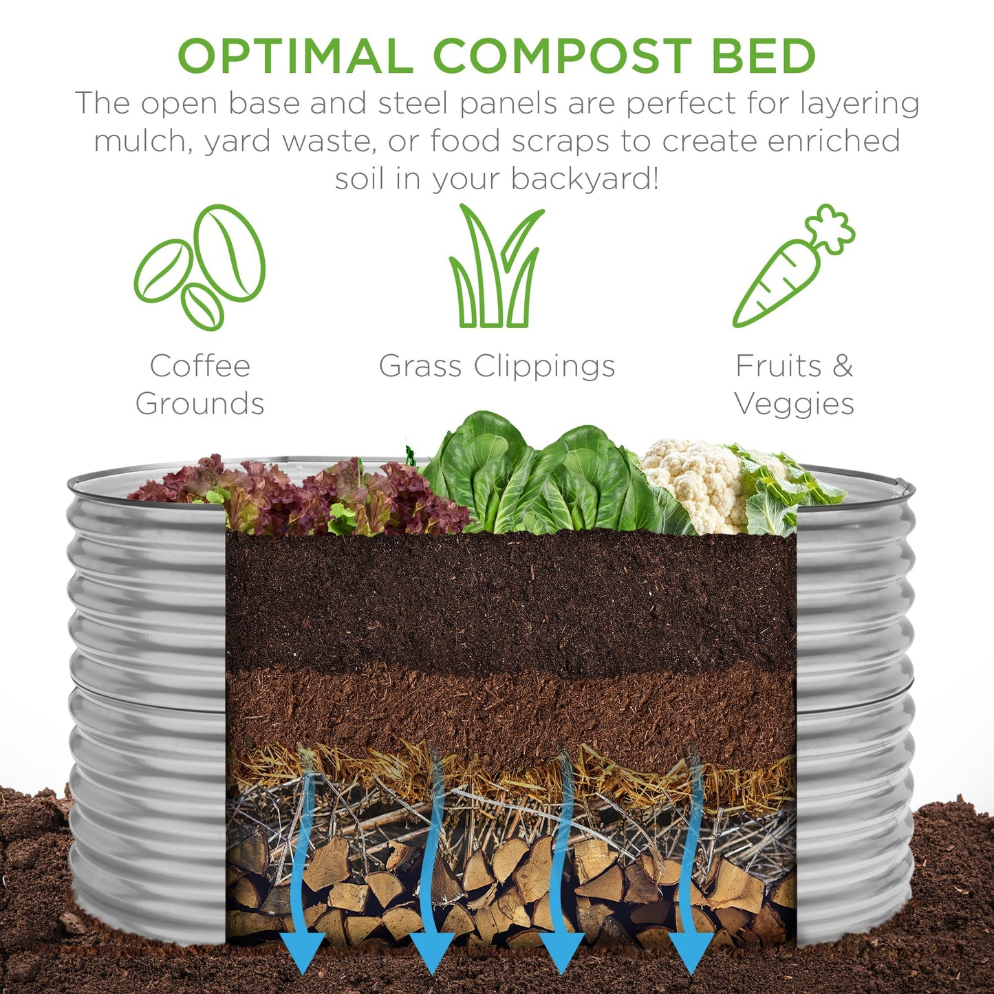 Raised Oval Garden Bed Customizable Elevated Outdoor Metal Planter - 63in for outdoor comfort and convenience