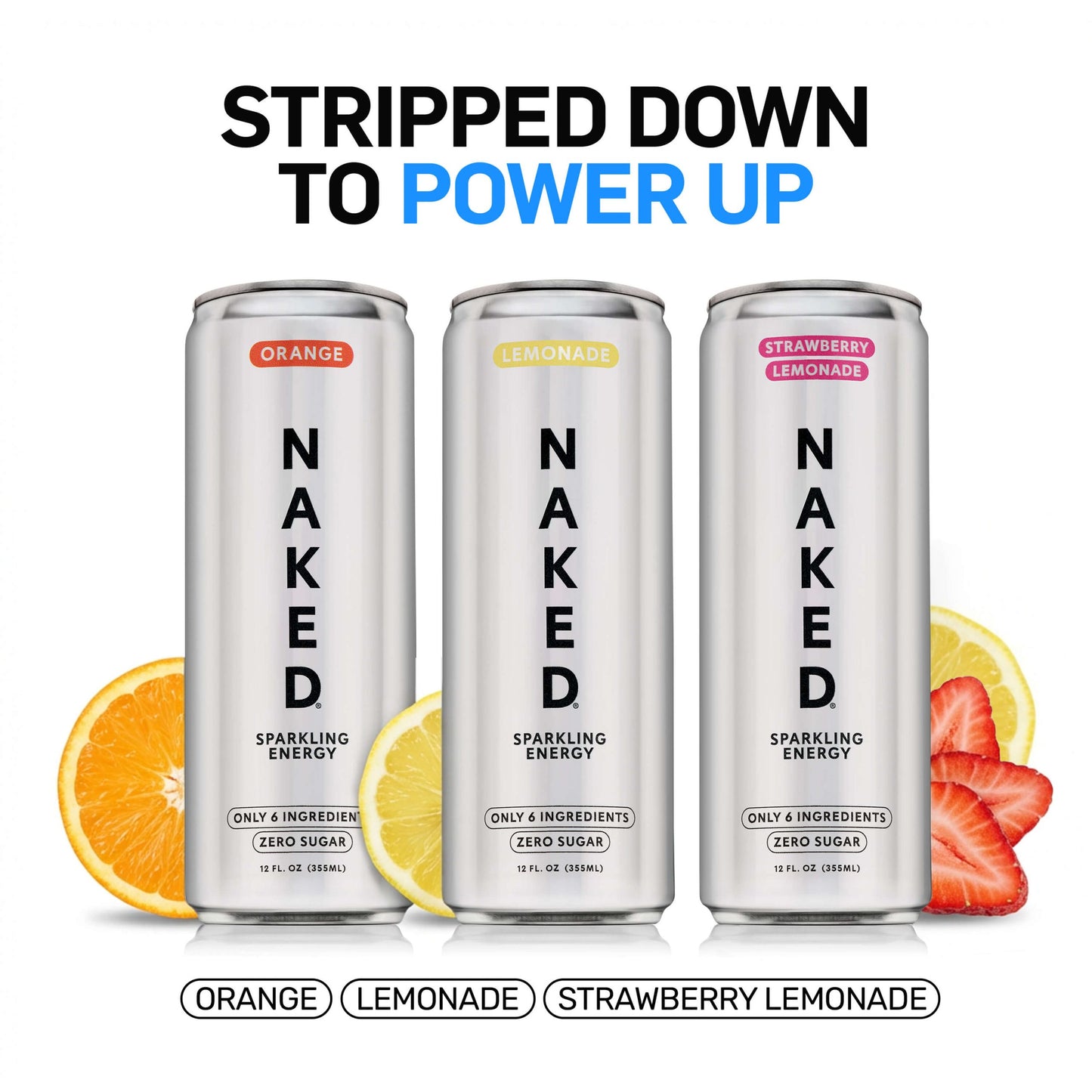 Lemonade Naked Sparkling Energy - Lemonade for Smooth Shakes at Home or On the Go