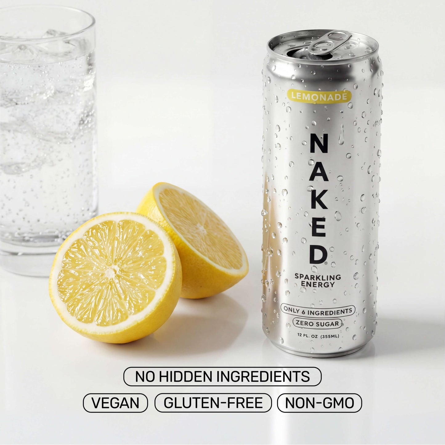 Lemonade Naked Sparkling Energy - Lemonade for Smooth Shakes at Home or On the Go