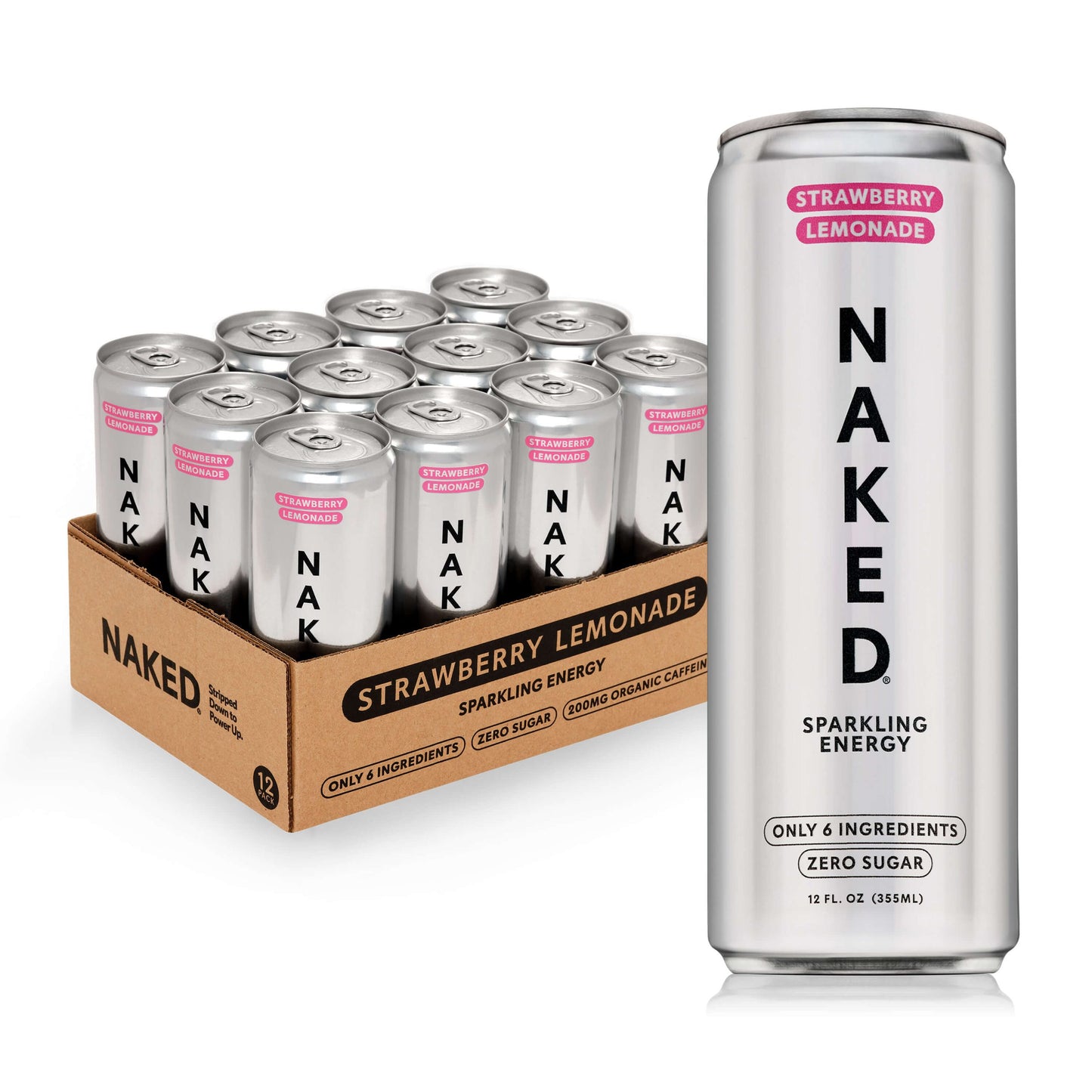 Strawberry Lemonade Naked Sparkling Energy - Strawberry Lemonade for Smooth Shakes at Home or On the Go