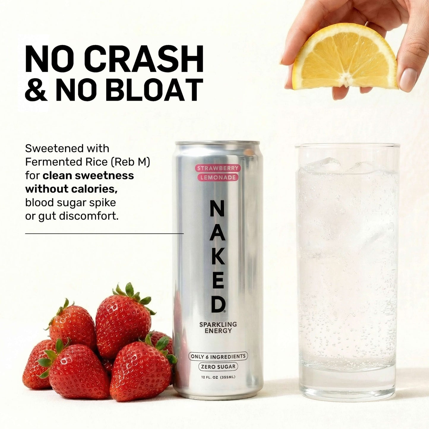 Strawberry Lemonade Naked Sparkling Energy - Strawberry Lemonade for Smooth Shakes at Home or On the Go