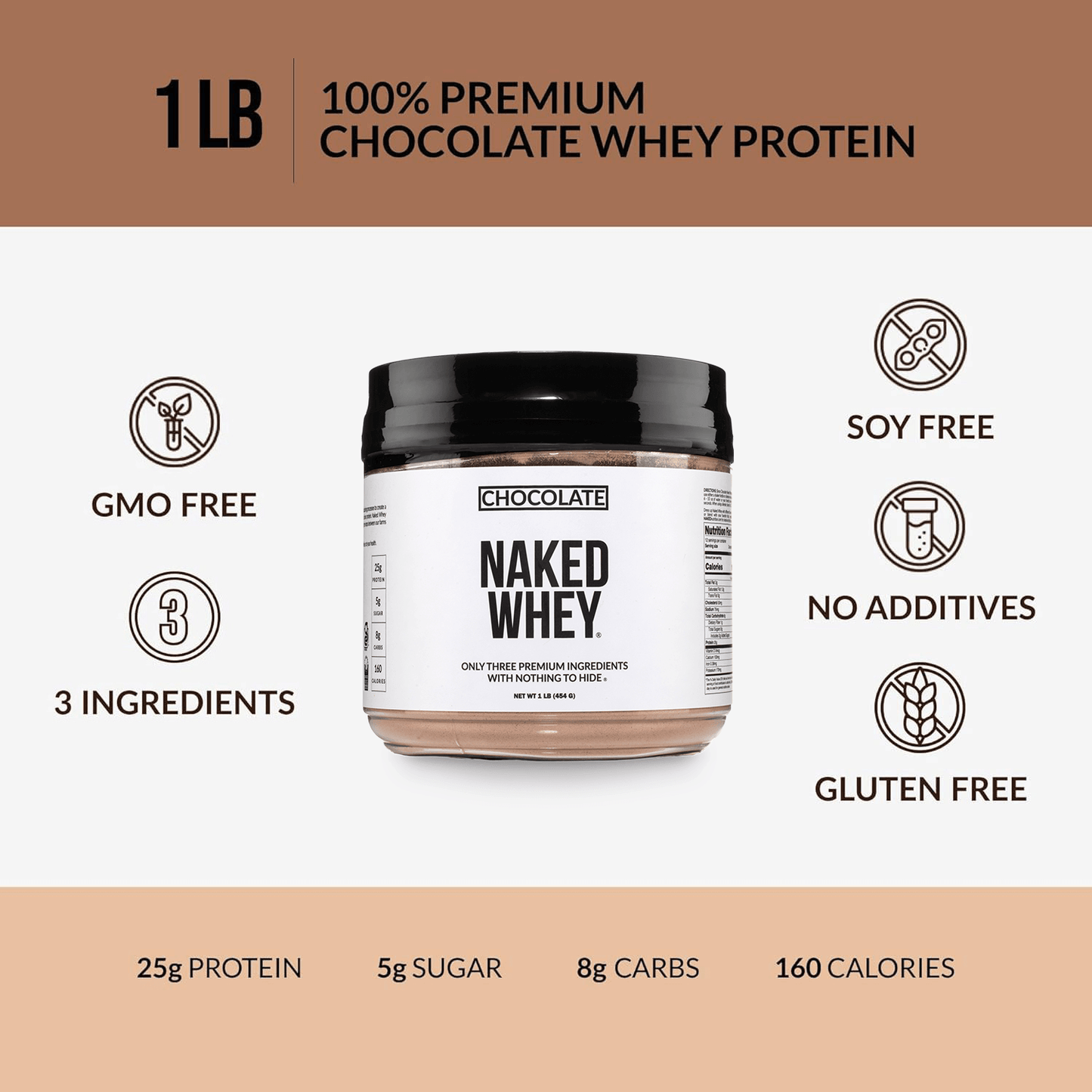 Chocolate Whey Protein Powder 1lb - Chocolate for Convenient Daily Protein Mixing