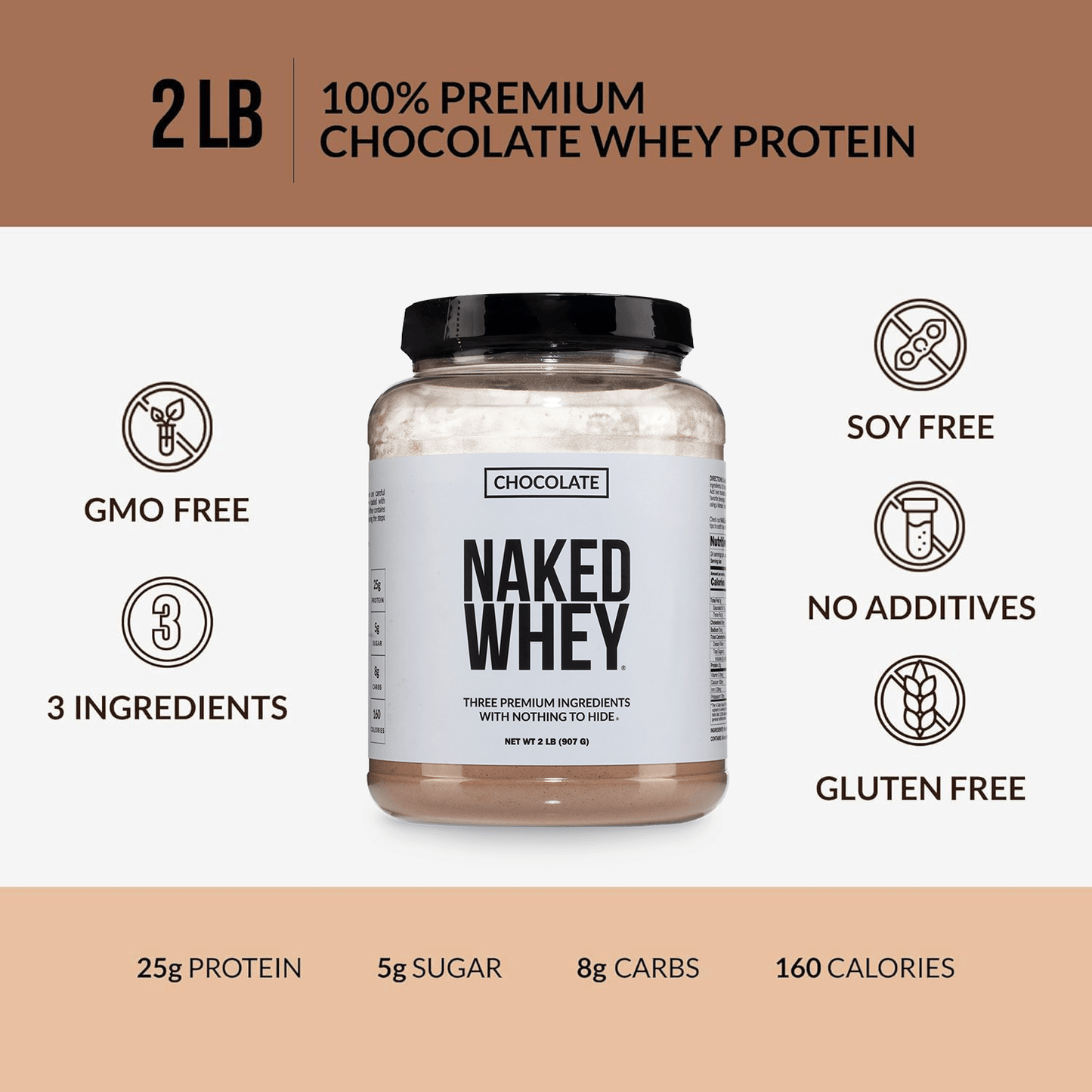 Chocolate Whey Protein Powder - Chocolate - Standard Size for Convenient Daily Protein Mixing