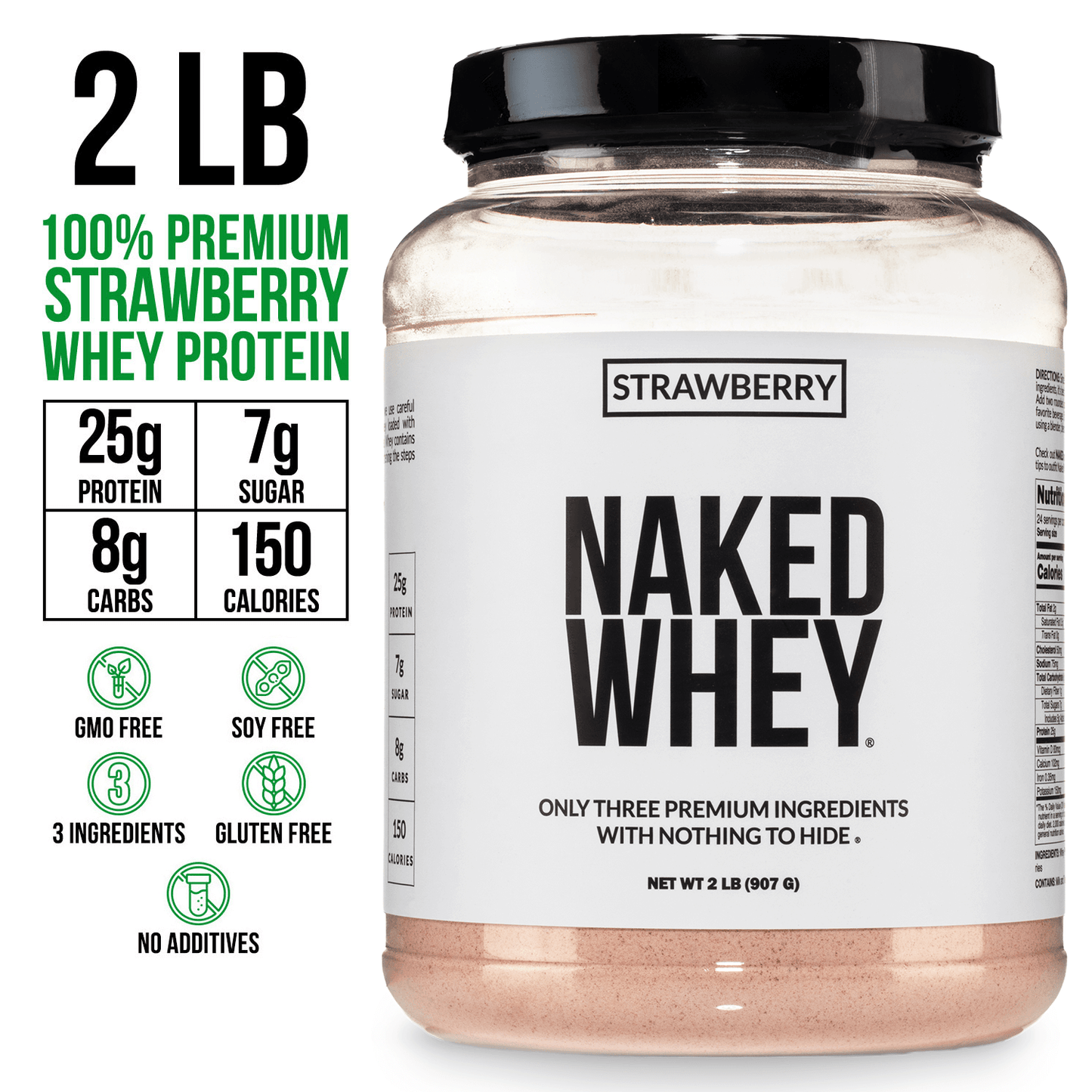 Strawberry Whey Protein Powder - Strawberry - Standard Size for Convenient Daily Protein Mixing