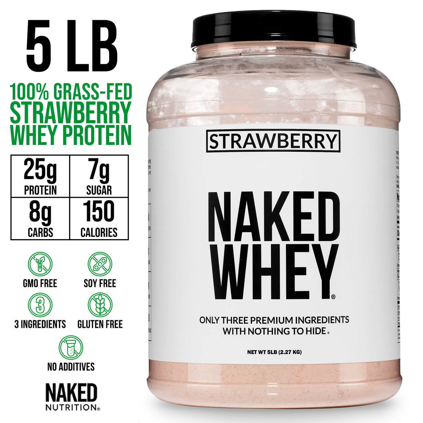 Strawberry Whey Protein Powder - Strawberry - Value Size for Convenient Daily Protein Mixing