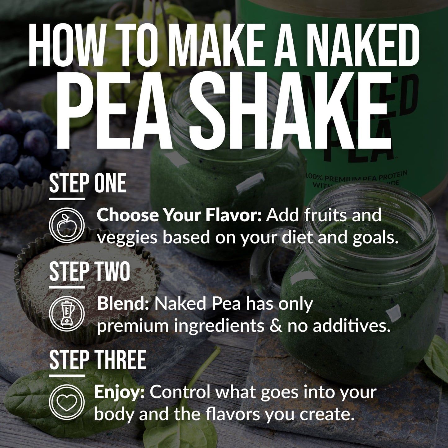 Chocolate Peanut Butter Pea Protein Powder - Chocolate PB - Chocolate Formula for Convenient Daily Protein Mixing