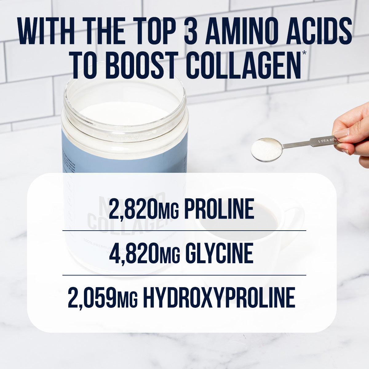 Collagen Peptides with Hyaluronic Acid - Advanced Collagen Peptides for Smooth Drinks, Coffee and Recipes