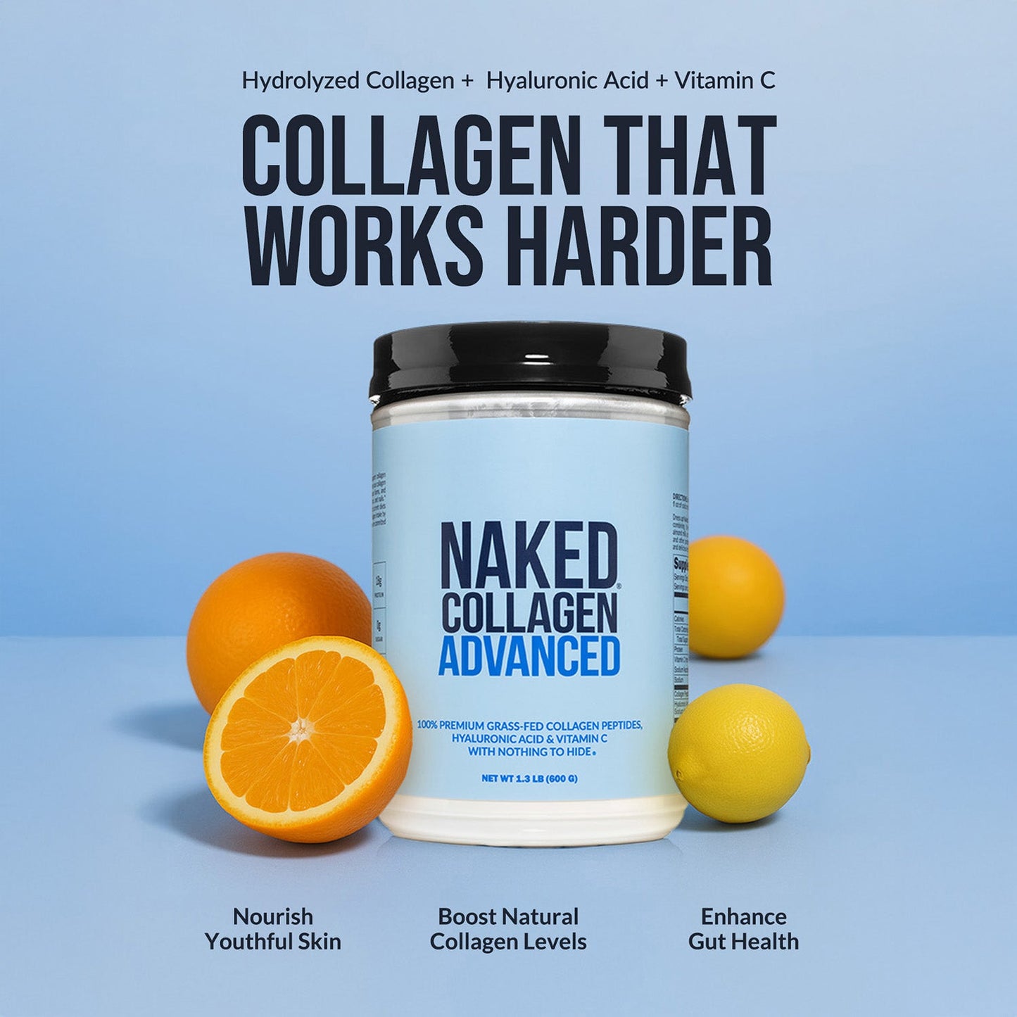 Vanilla Collagen Peptides with Hyaluronic Acid - Vanilla Advanced Collagen Peptides for Smooth Drinks, Coffee and Recipes