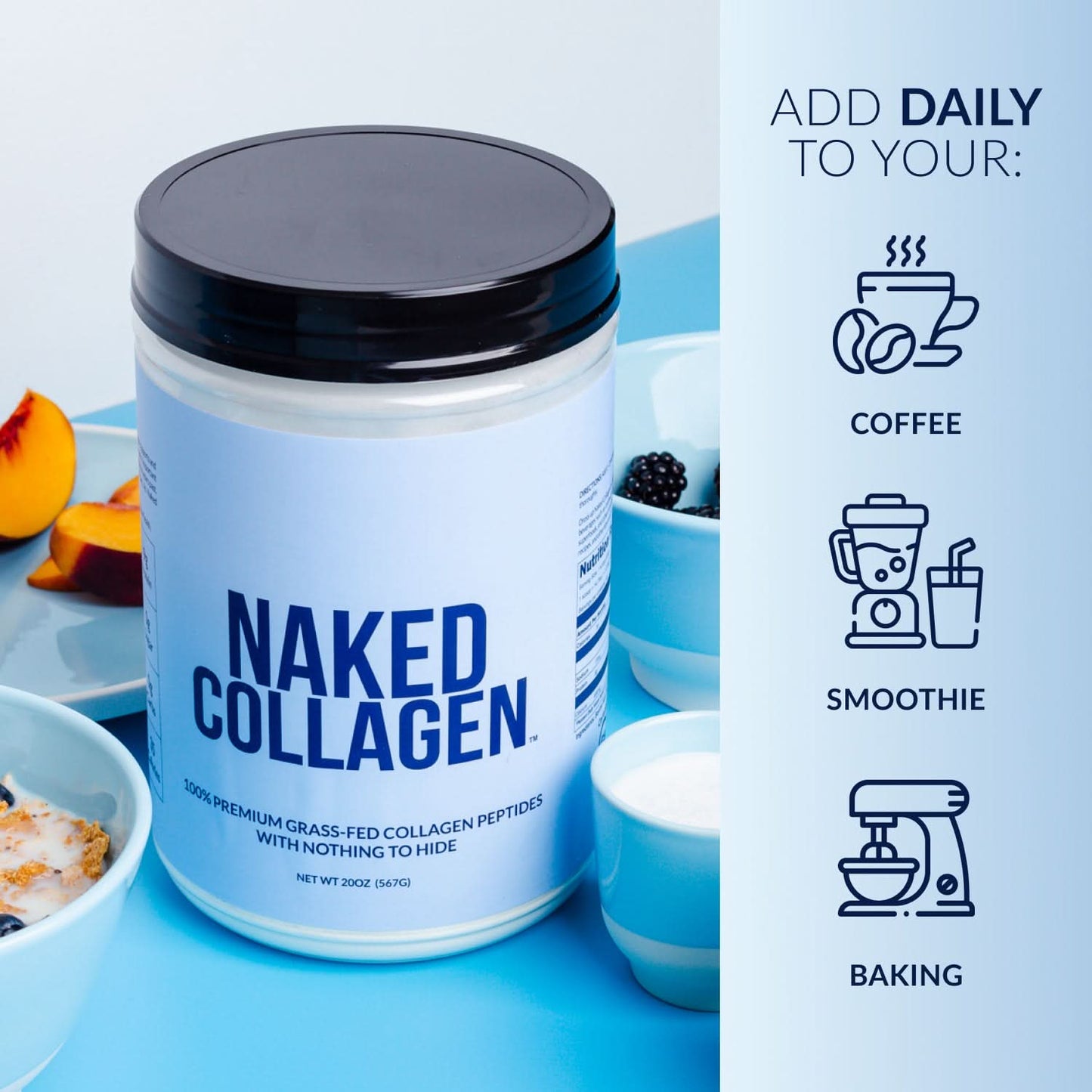 Collagen Peptides Protein Powder - Collagen Peptides for Smooth Drinks, Coffee and Recipes