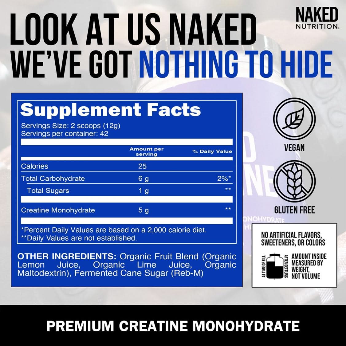 Lemon Lime Creatine Monohydrate Powder - Lemon Lime for Simple Pre- or Post-Workout Routines