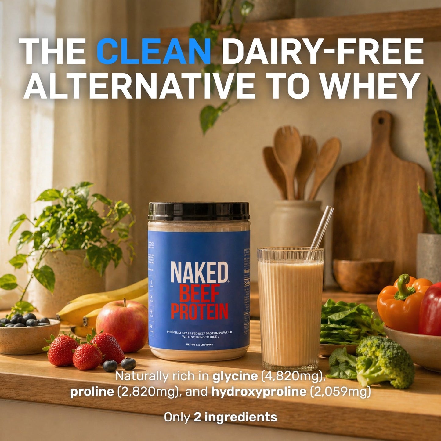 Beef Protein Powder - Unflavored for Convenient Daily Protein Mixing
