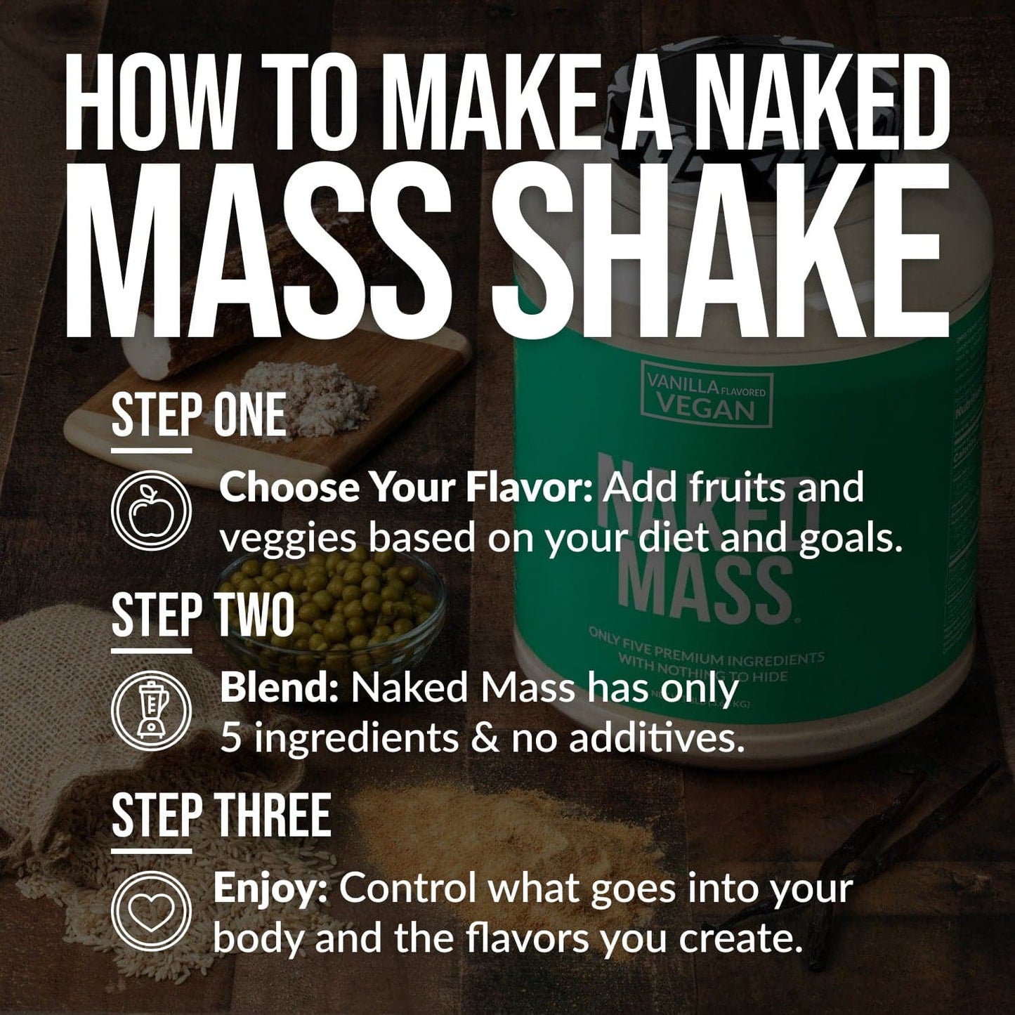 Vanilla Vegan Mass Gainer Supplement - Vanilla (Vegan) Made for Smooth, Calorie-Rich Shakes